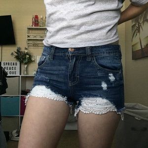 Denim Crotchet Shorts